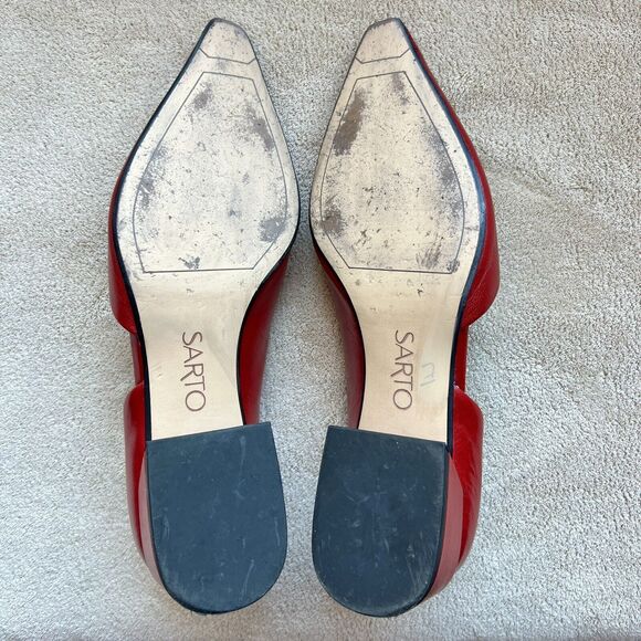 Sarto by Franco Sarto Monana Red Leather Slip On Flat Low Block Heel Women’s 6 M - Picture 11 of 16